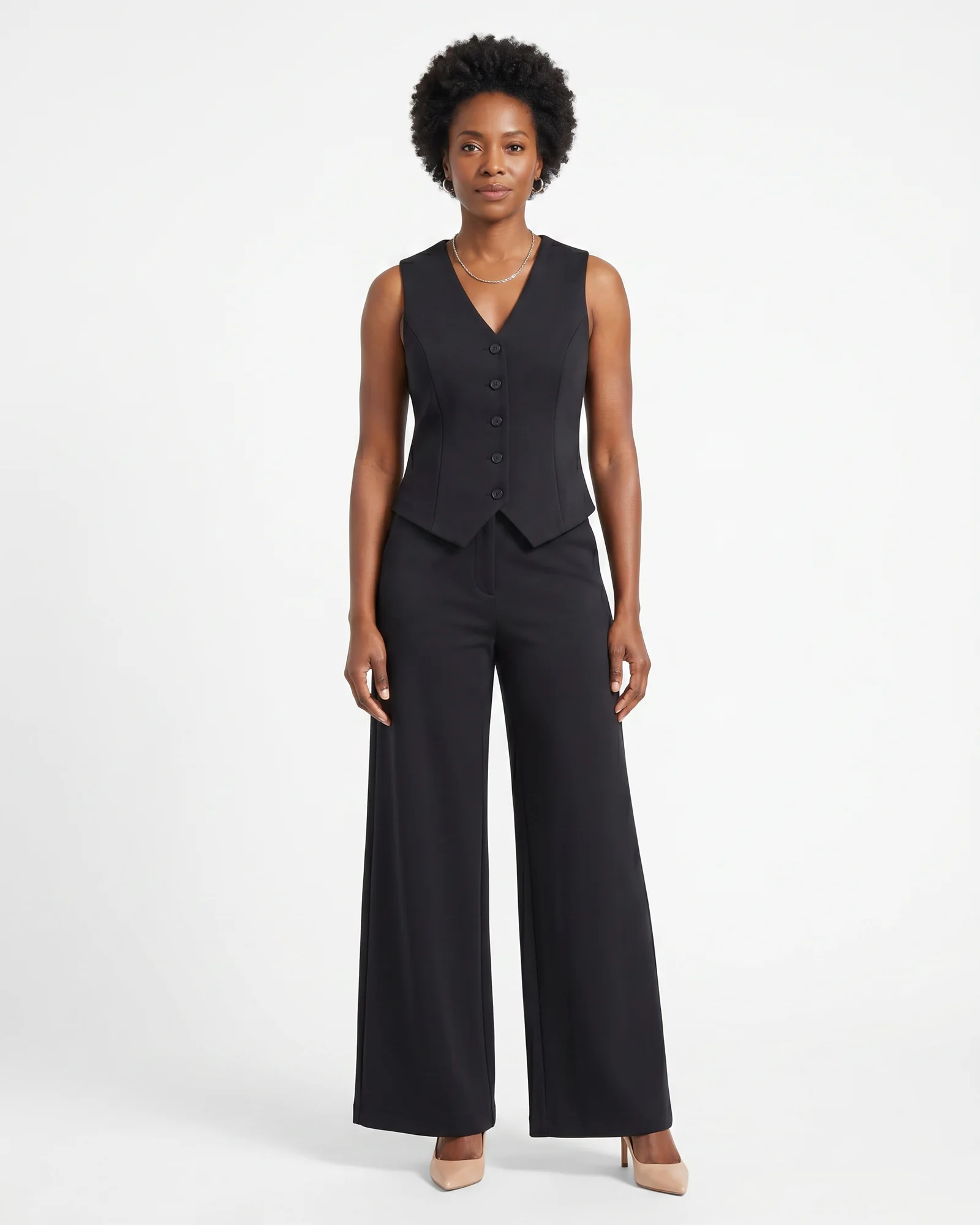 Scuba set — vest and wide-leg pant